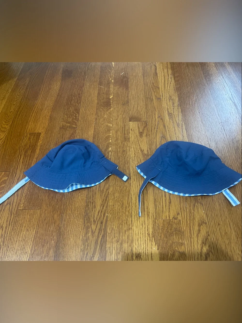 Carter's Blue and White Striped Baby Bucket Hats - 2 Pair twins
